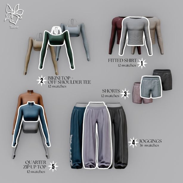 collage of mixed male and female gym clothes