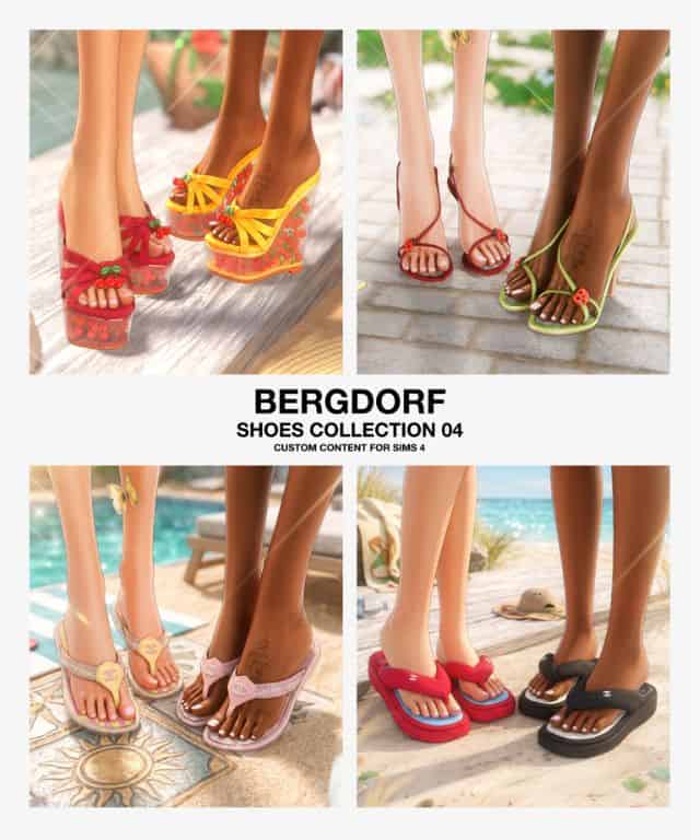 collage of four different styles of sandals