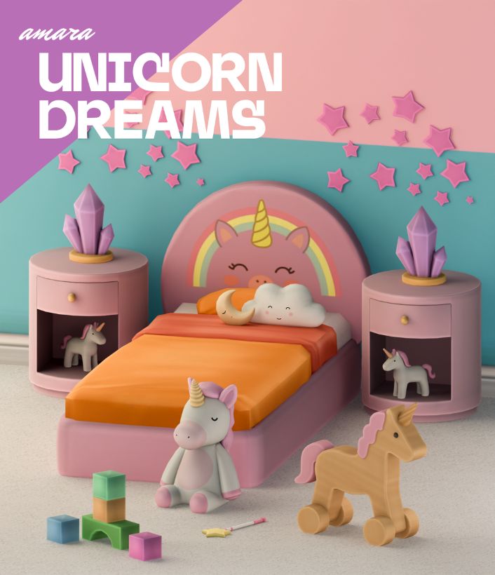 a unicorn themed toddler bedroom