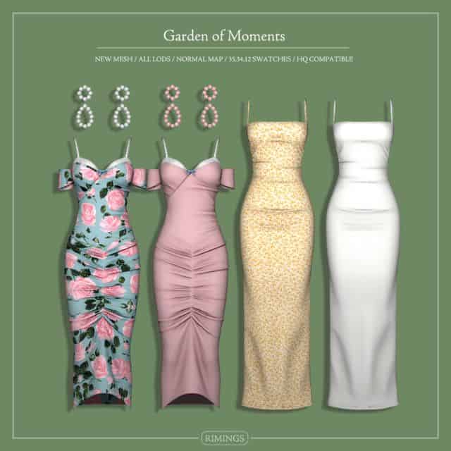 collage of two summery dresses and earnings