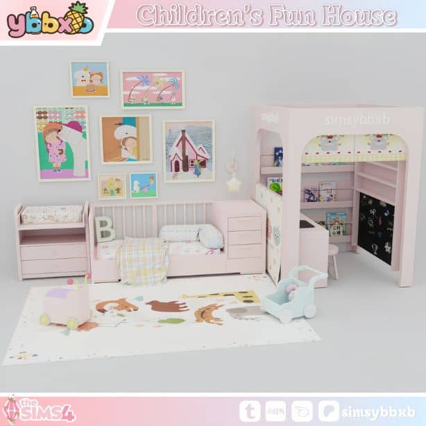 a colorful children's bedroom setup