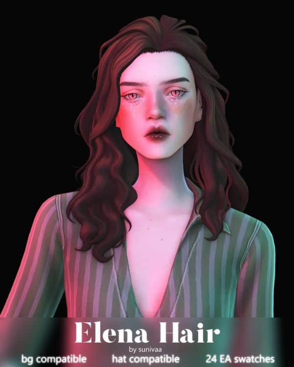 female Sim with a medium-length, loose wavy hairstyle