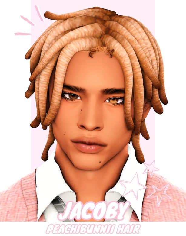 black male Sim with layered thick locs with darker tips