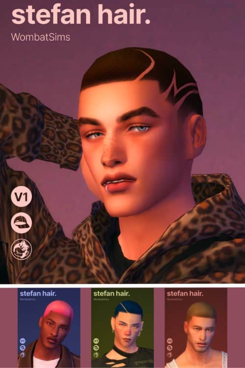 four male Sims modeling different versions of a buzzcut