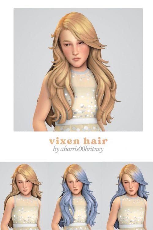 female child Sim with long hair in blond and dual tones