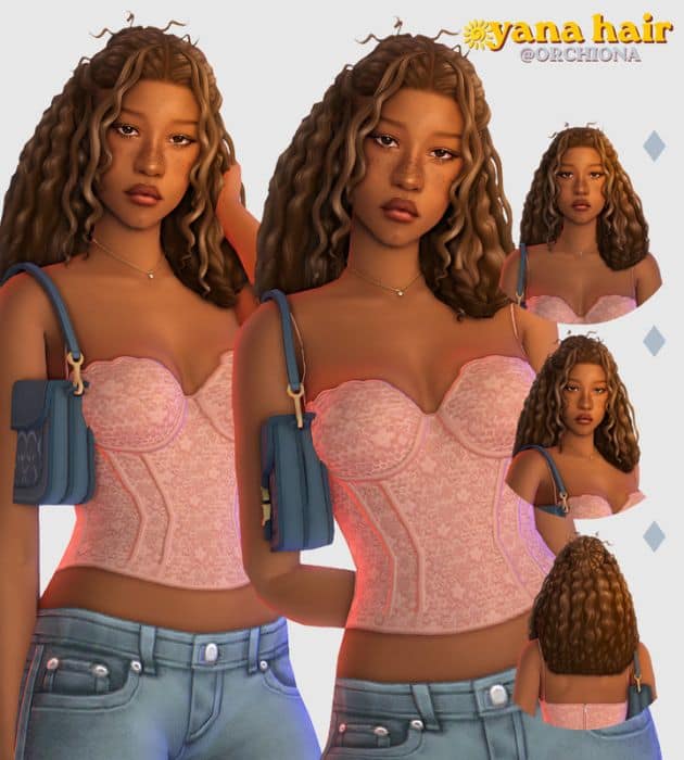 black female Sim with a medium-length curly hairstyle