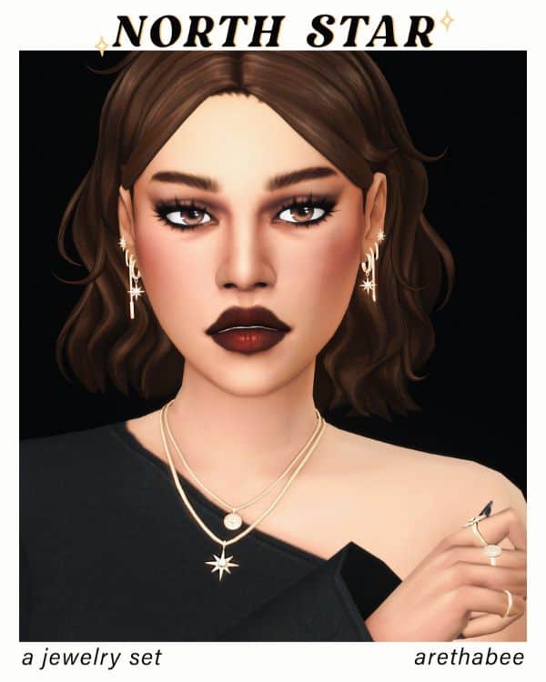 female Sim wearing star-themed jewelry pieces