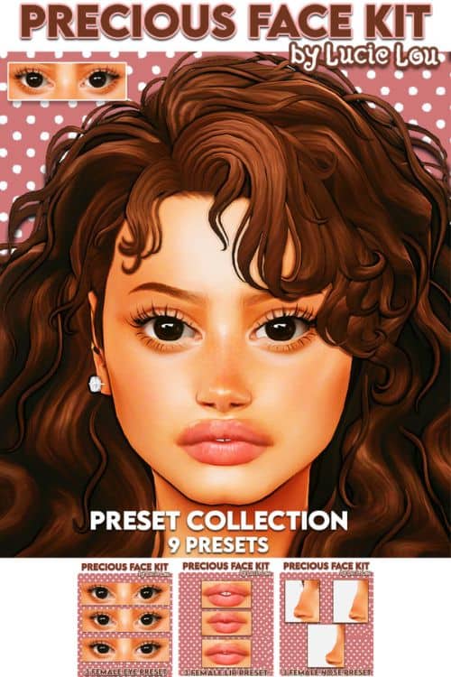 female Sim with eyes, nose and lip presets