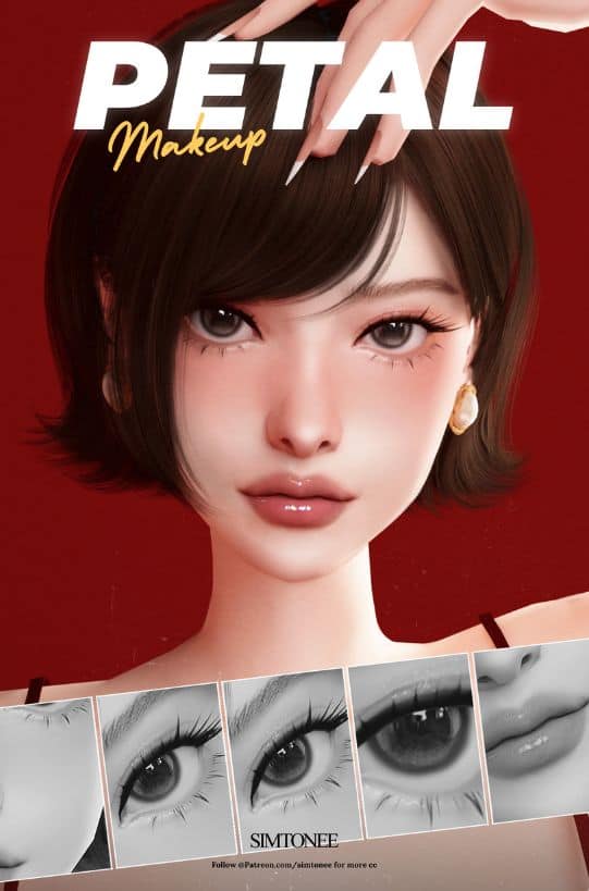 female Sim wearing light, and rosy makeup