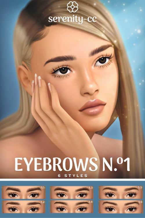 female Sim with combed, neat eyebrows