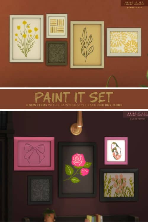 mixed framed artwork on walls