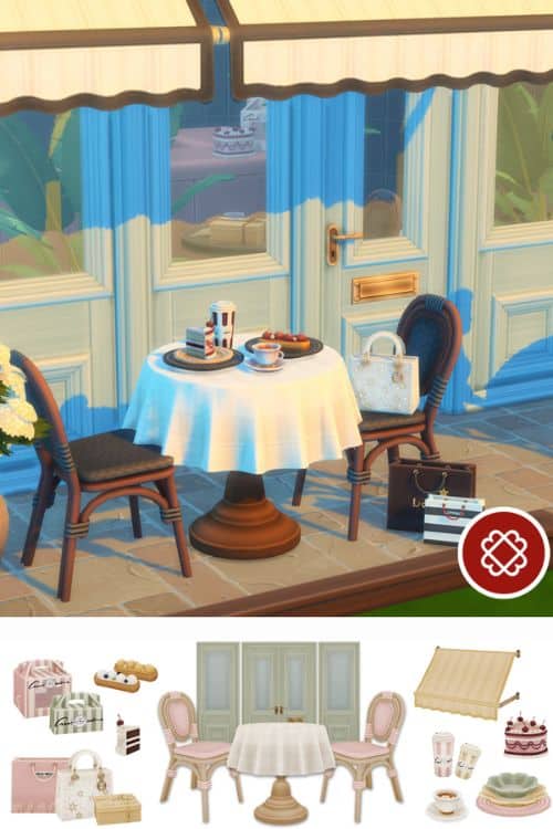 outdoor restaurant seating with desserts