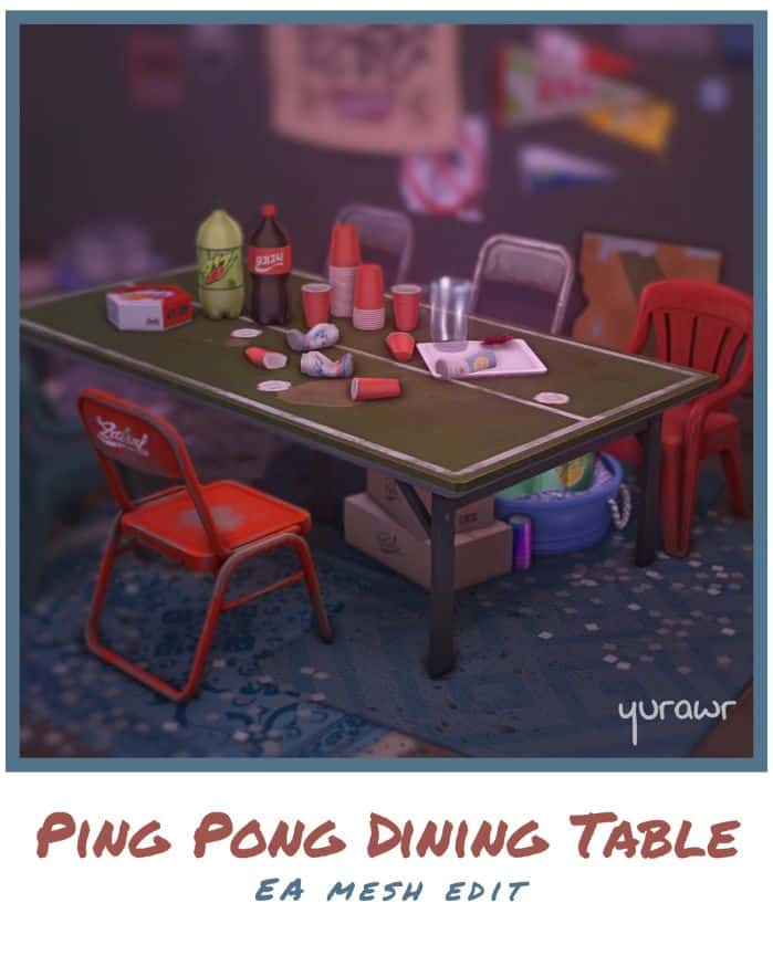 a ping pong table being used as a dining table
