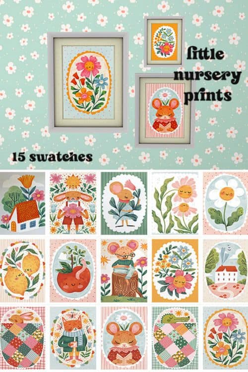 collage of cute nursery prints