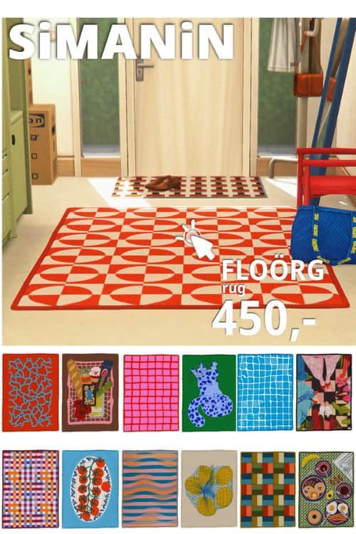 collage of vibrant rugs with artwork
