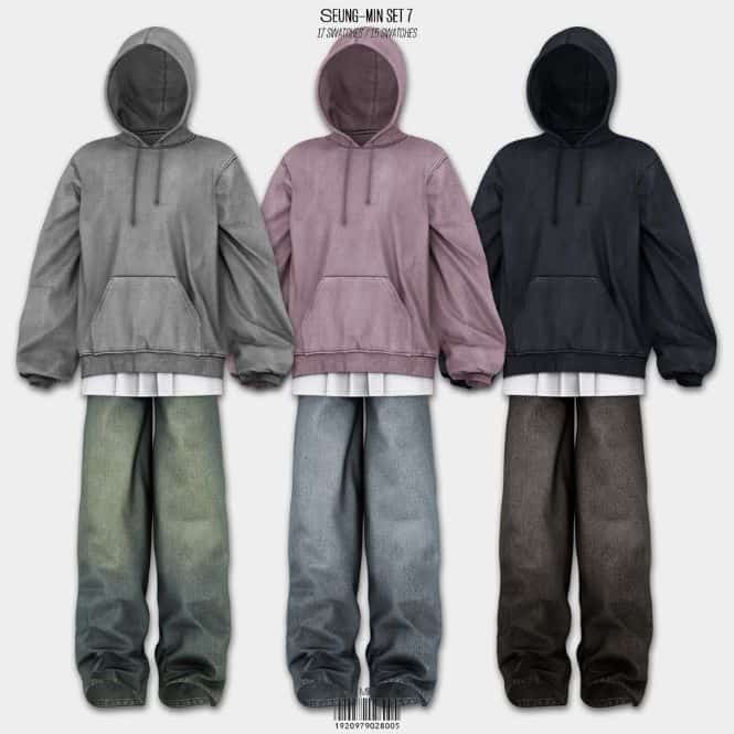 collage of male hoodies ad baggy jeans in different swatches