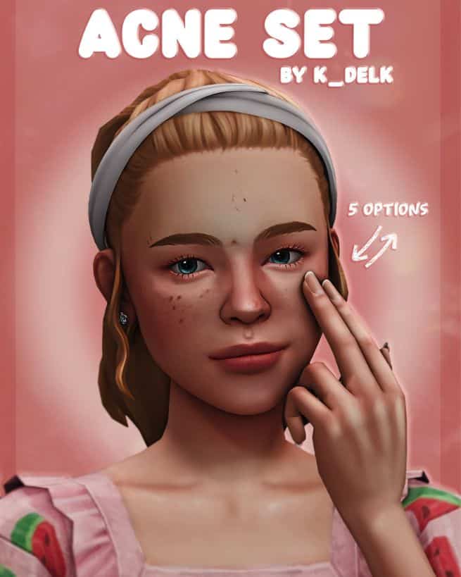 female Sim with facial acne