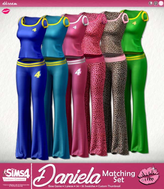 collage of six colorful pairs of matching outfits