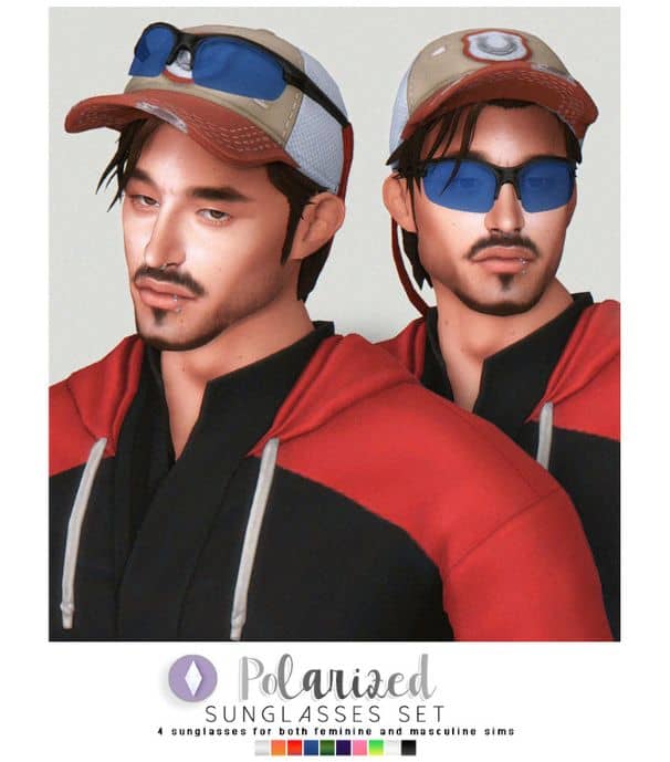 two male Sims wearing polarized sunglasses