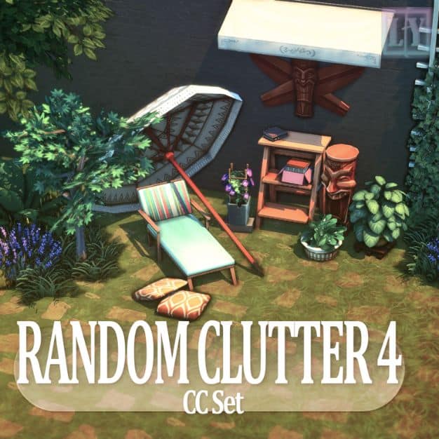 a mix of outdoor furniture and clutter pieces