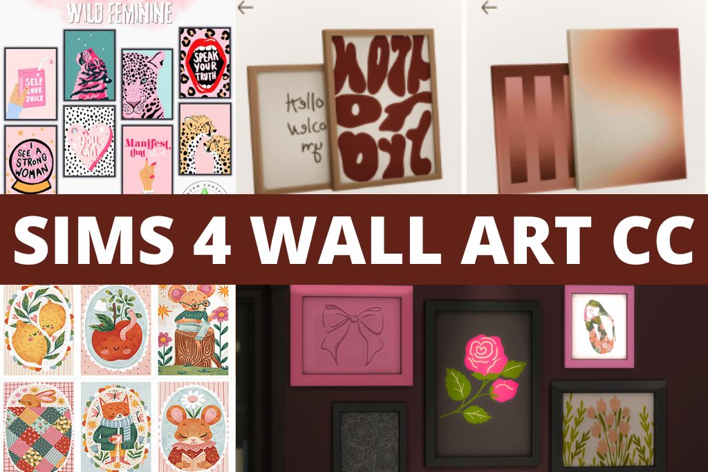 sims 4 wall art CC collage