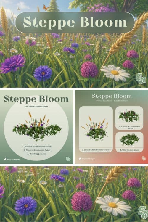 closeup of wildflowers and steppe grass