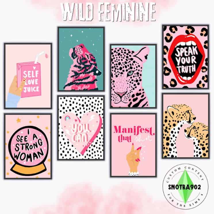 modern pink and animal print themed artwork