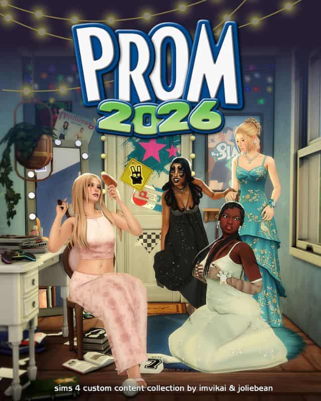 four female Sims getting ready for prom
