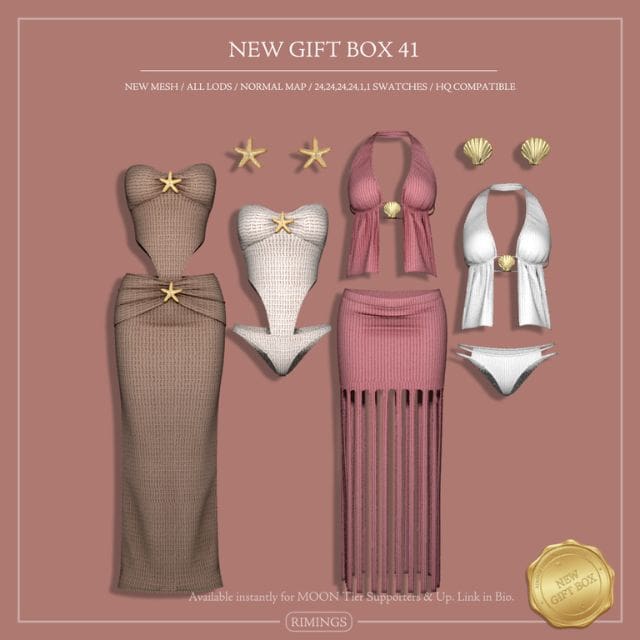 collage of swimsuits, cover ups and earrings