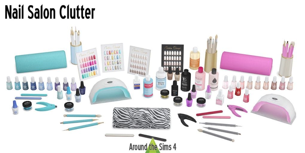 collection of mixed nail salon clutter pieces