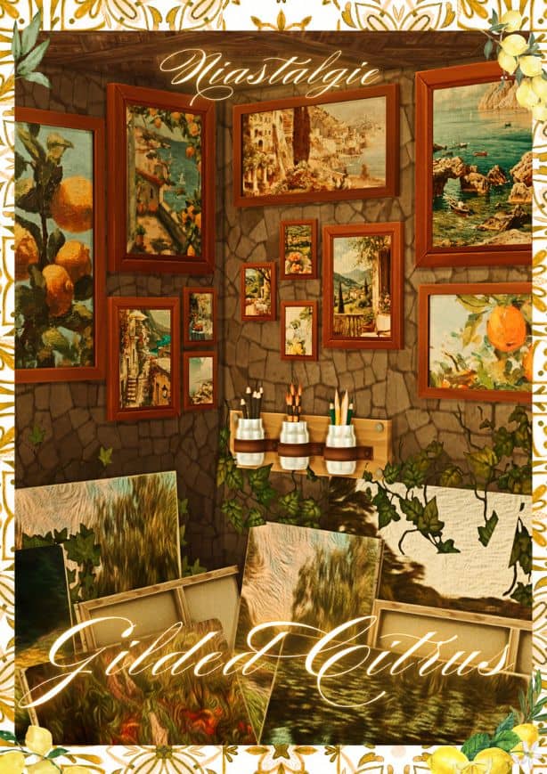 a house with Mediterranean-inspired canvas prints on the walls