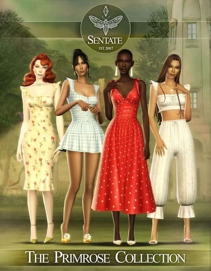 four female Sims dressed in summer clothes
