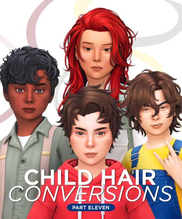 four child Sims with modern haircuts