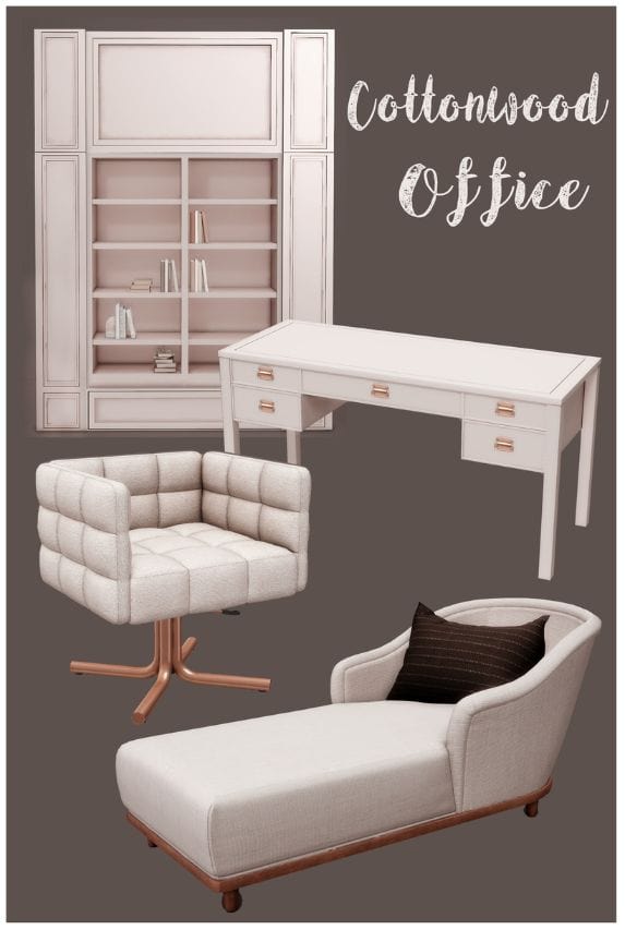 collage of chic office furniture pieces