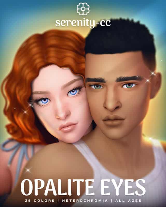 male and female Sims with vibrant blue eyes