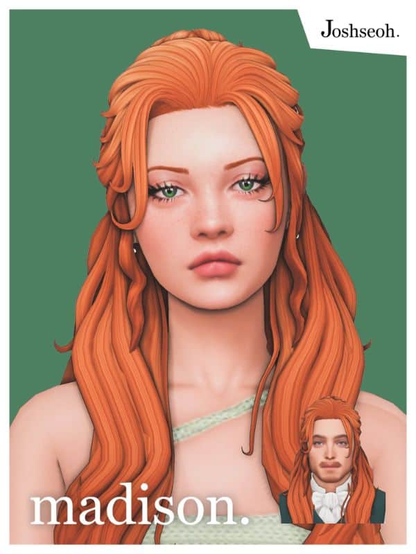 redhead Sims with partial updo bun hairstyles