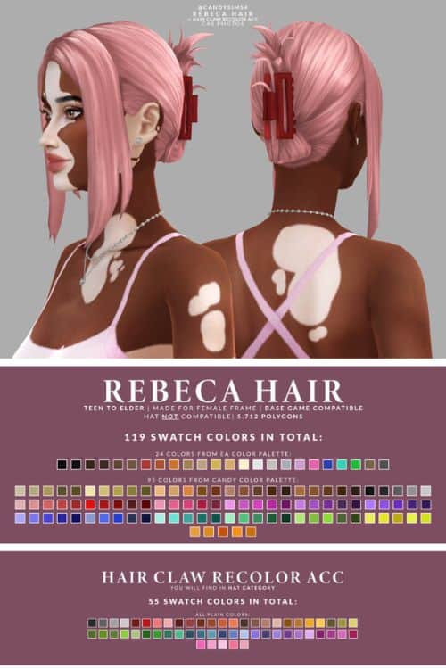 female Sim with her hair up in a claw clip