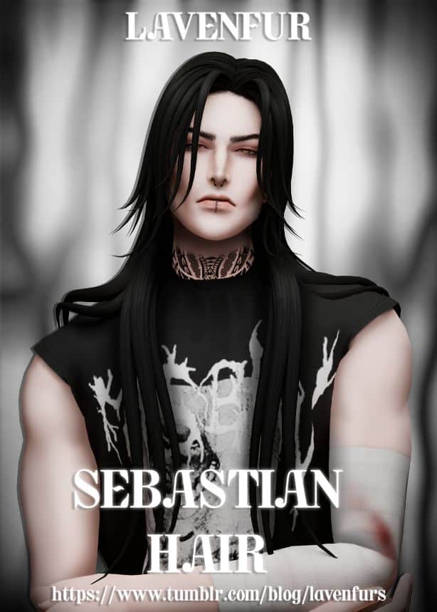 male Sim with black, smooth, long layered hair