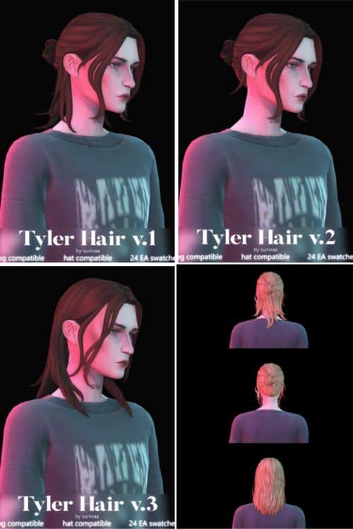 collage of three variations of the Tyler hair