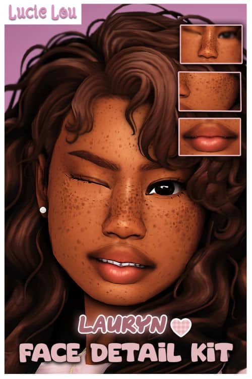 black female with a lip presets, freckles and acne
