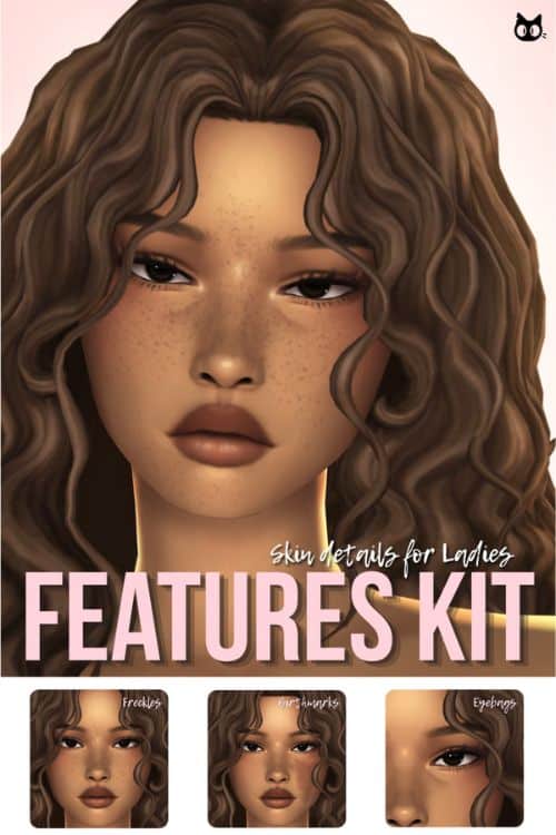black female Sim with freckles, birthmarks and eyebags