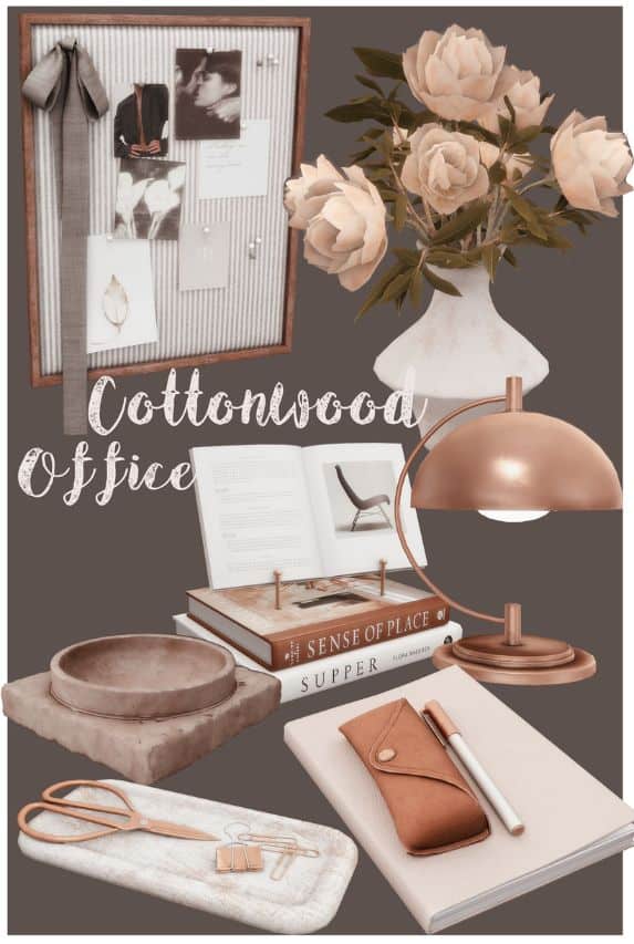 collage of office desk decor and clutter pieces