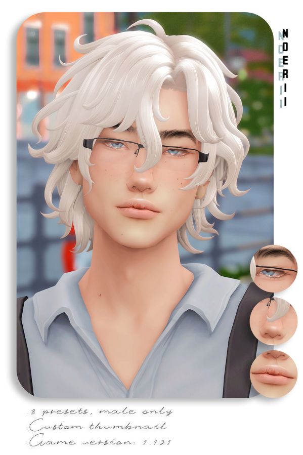 blond male Sim with eyes, nose and mouth presets