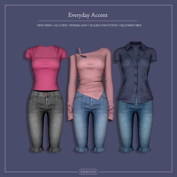 collage of three tops paired with jeans capris