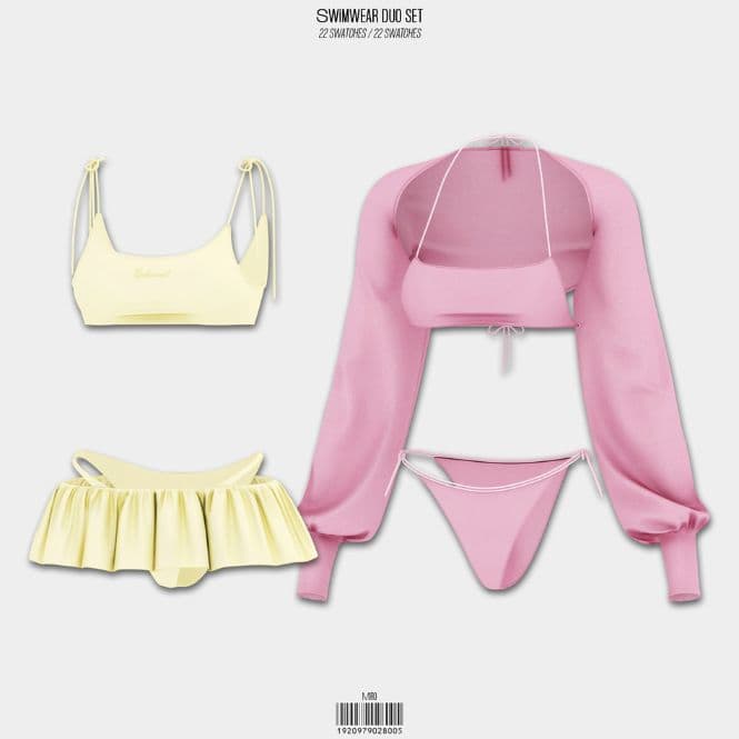 collage of a butter yellow swimsuit and another pink two-piece