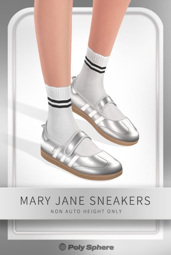 close up of silver Mary Jane sneakers