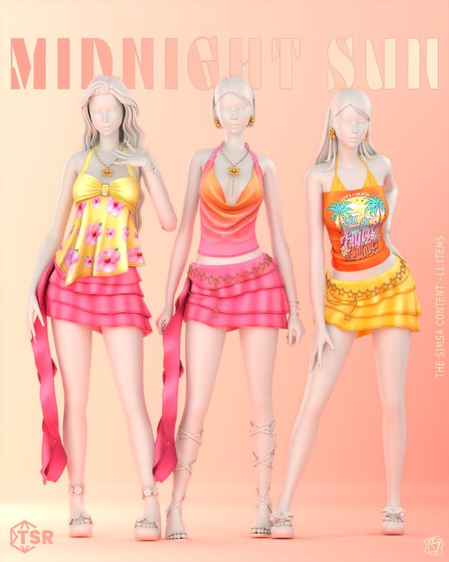 female mannequins wearing colorful summer clothes and floral-inspired jewelry