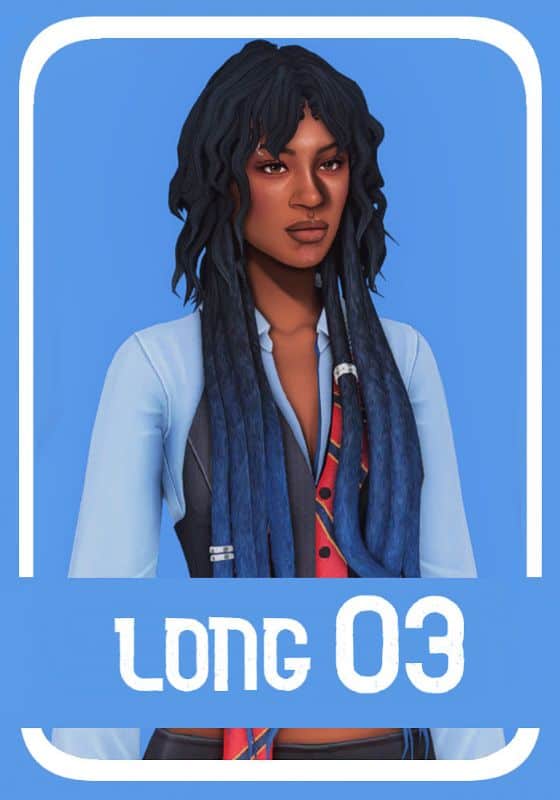 female Sim with layered hair and long locs