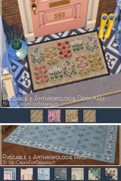 collage of rugs and doormats with playful patterns