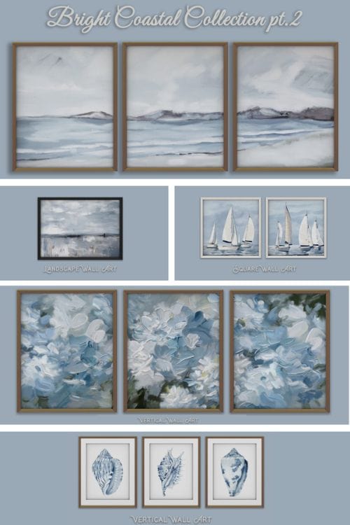blue and coastal themed wall art